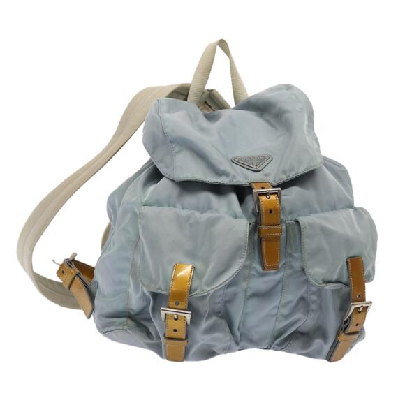 PRADA Backpack Nylon Light Blue Silver - Picture 1 of 16